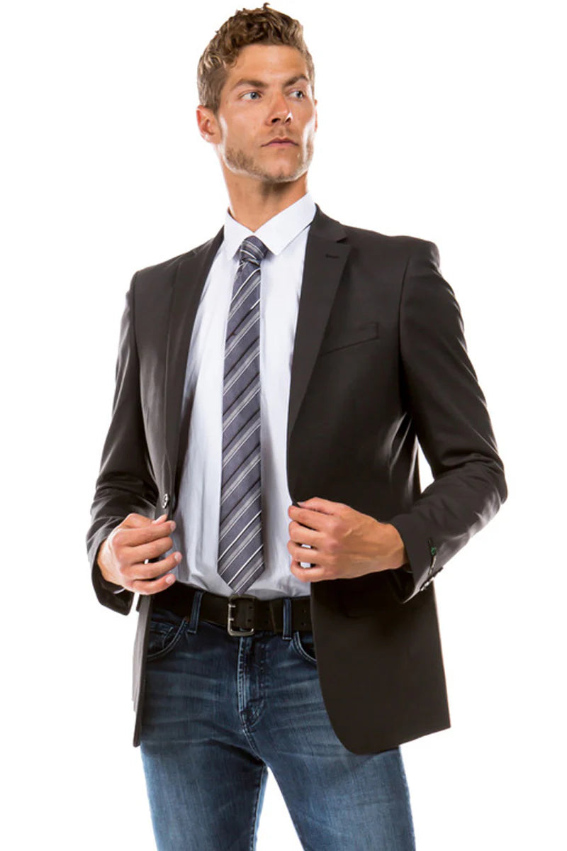 Mens Zegarie Brand Men's Designer Suit Separate Jacket in Charcoal Grey Modern Fit