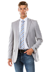 Mens Zegarie Brand Men's Designer Suit Separate Jacket in Light Grey Modern Fit
