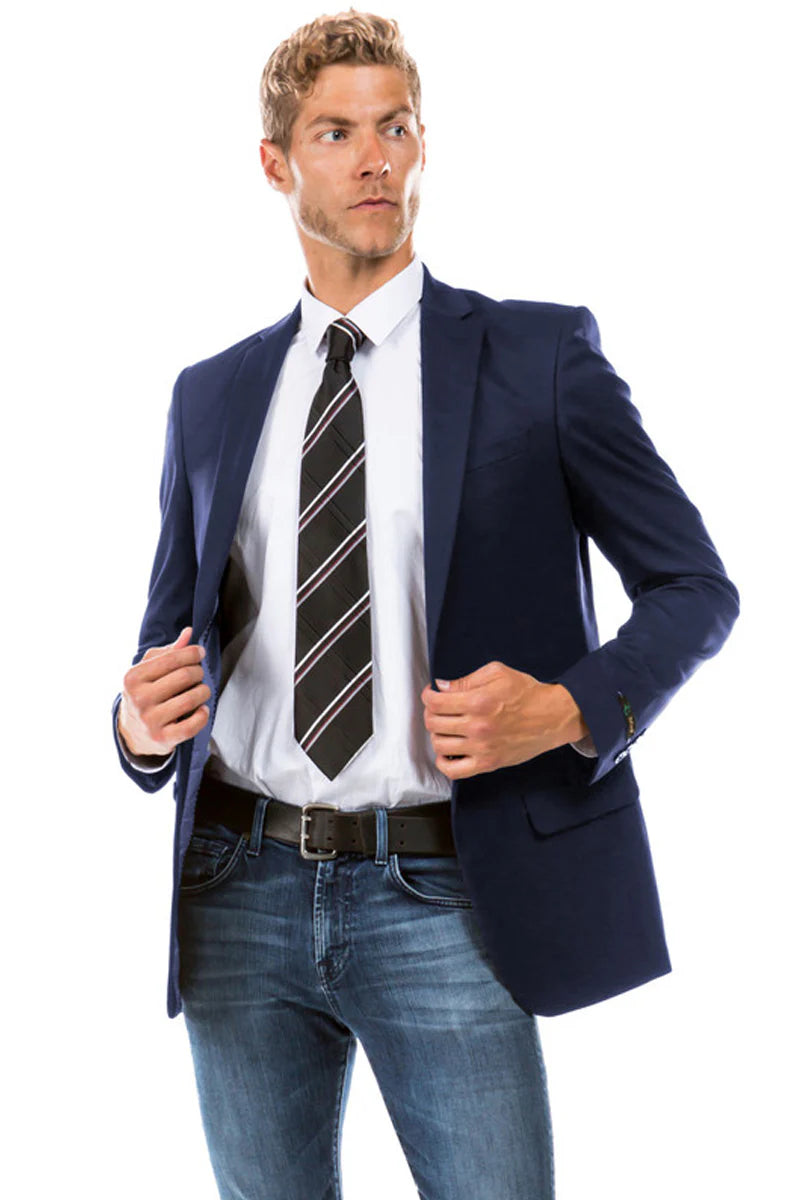 Mens Zegarie Brand Men's Designer Suit Separate Jacket in Navy Modern Fit