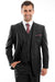 Mens Zegarie Brand Men's Designer Two Button Modern Fit Vested Wool Suit in Black