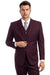 Mens Zegarie Brand Men's Designer Two Button Modern Fit Vested Wool Suit in Burgundy