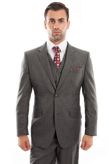 Mens Zegarie Brand Men's Designer Two Button Modern Fit Vested Wool Suit in Charcoal Grey