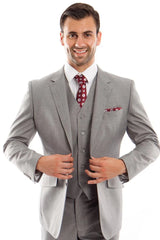 Mens Zegarie Brand Men's Designer Two Button Vested Wool Suit in Grey Modern Fit