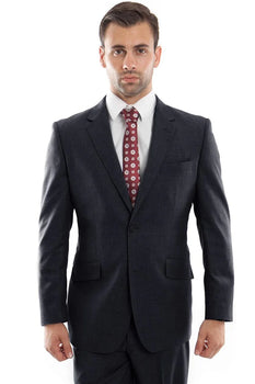 Mens Zegarie Brand Men's Designer Two Button Modern Fit Wool Suit in Charcoal Grey