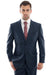 Mens Zegarie Brand Men's Designer Two Button Modern Fit Wool Suit in Indigo Blue