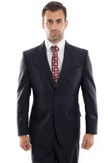 Mens Zegarie Brand Men's Designer Two Button Modern Fit Wool Suit in Navy Blue