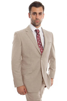 Mens Zegarie Brand Men's Designer Two Button Modern Fit Wool Suit in Tan