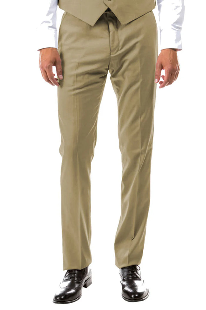 Mens Zegarie Brand Men's Designer Wool Suit Separate Pants in Tan Modern Fit