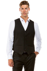 Mens Zegarie Brand Men's Designer Wool Suit Separate Vest in Black Modern Fit