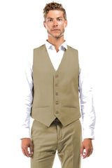 Mens Zegarie Brand Men's Designer Wool Suit Separate Vest in Tan Modern Fit