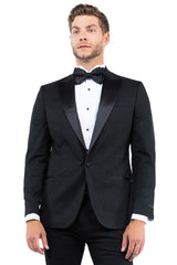 Mens Zegarie Brand Men's Modern Fit One Button Peak Lapel Tuxedo Separates Jacket in Black