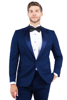 Mens Zegarie Brand Men's Modern Fit One Button Peak Lapel Tuxedo Separates Jacket in Navy with Navy Lapel