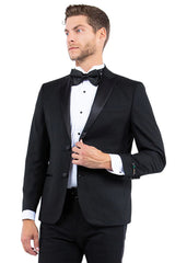 Mens Zegarie Brand Men's Modern Fit Two Button Notch Lapel Tuxedo Separates Jacket in Black