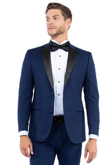Mens Zegarie Brand Men's Modern Fit Two Button Notch Lapel Tuxedo Separates Jacket in Navy with Black Lapel