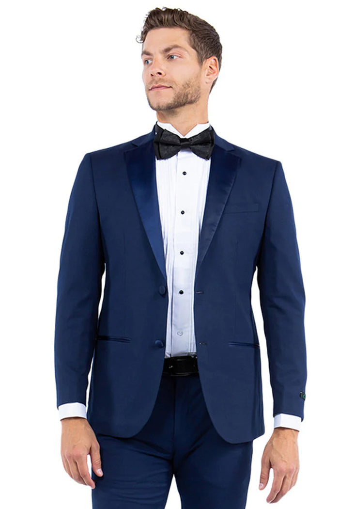 Mens Zegarie Brand Men's Modern Fit Two Button Notch Lapel Tuxedo Separates Jacket in Navy with Navy Lapel
