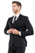 Mens Zegarie Brand Men's One Button Vested Slim Fit Business & Wedding Suit in Black