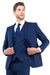 Mens Zegarie Brand Men's One Button Vested Slim Fit Business & Wedding Suit in Navy Blue