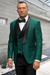 Designer Hunter Green Wedding Tuxedo for Men – Vested Floral Lace Suit