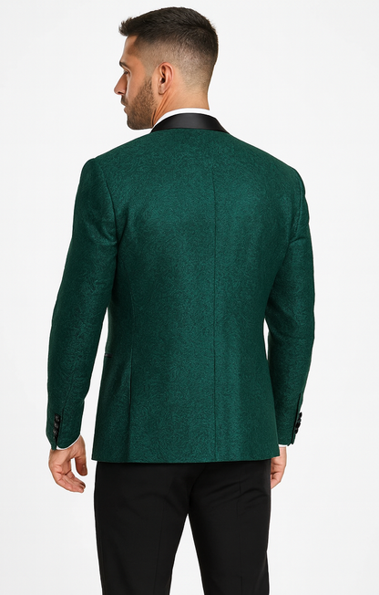 Designer Hunter Green Wedding Tuxedo for Men – Vested Floral Lace Suit - Image 2