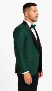 Designer Hunter Green Wedding Tuxedo for Men – Vested Floral Lace Suit