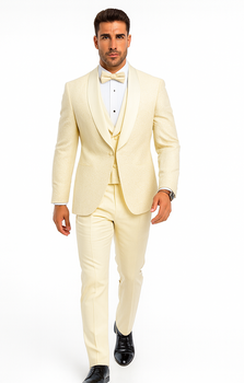 Designer Ivory Wedding Tuxedo for Men – Vested Floral Lace Suit Set - Image 8