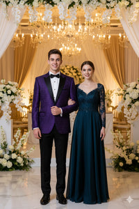 Purple Buttons Closure  Floral Sportcoat