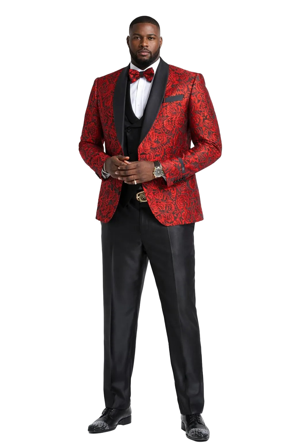Paisley Suit - Wedding Tuxedo Suit - Prom Red Suit