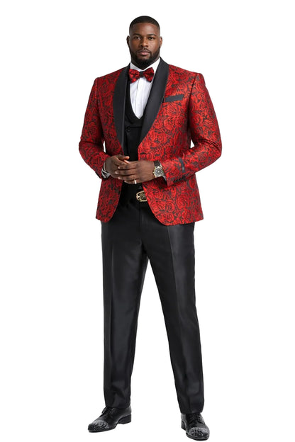 Paisley Suit - Wedding Tuxedo Suit - Prom Red Suit