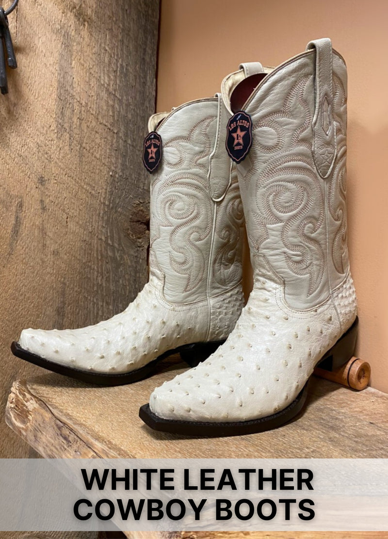 White Leather Cowboy boots