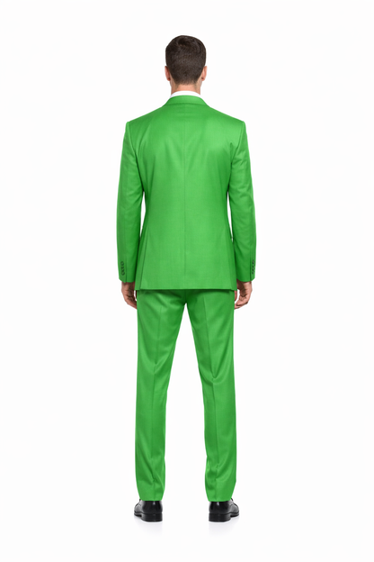 Men's  Lime Green ~ Apple   Vested 3 Piece Suit Flat Side Vented  2 button suits - Image 2