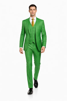 Men's  Lime Green ~ Apple   Vested 3 Piece Suit Flat Side Vented  2 button suits - Image 3