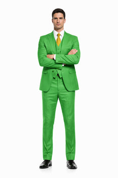 Men's  Lime Green ~ Apple   Vested 3 Piece Suit Flat Side Vented  2 button suits - Image 5