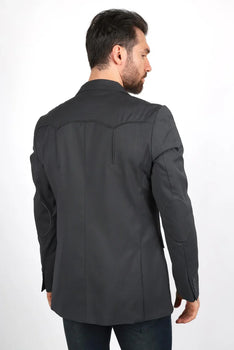 Mens Black Western Sport Coat with Elbow Patches – Modern Cowboy Blazer Jacket