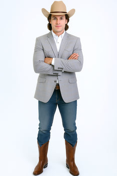 Western Blazer - Saco Para Hombre - Mens Double Button Western Grey Blazer