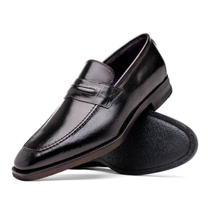Zelli Meo Hand-Burnished Calfskin Loafers with Embossed Vamp in Black