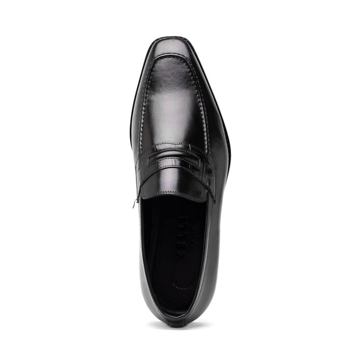 Zelli Meo Hand-Burnished Calfskin Loafers with Embossed Vamp in Black
