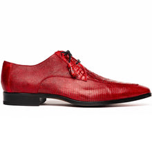 Marco Di Milano Merida Red Lizard & Caiman Crocodile Oxfords Shoes