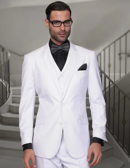 Statement Men's 3 Piece 100% Wool Suit - Elegant Solid  Modern Fit