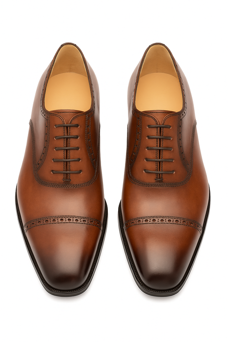 Amaro Leather Cap Toe Cognac By Mezlan Made In Spain Brand