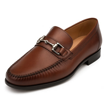 Mens Mezlan Brussels Metal Ornament Calfskin Loafer Dress Shoe in Tan