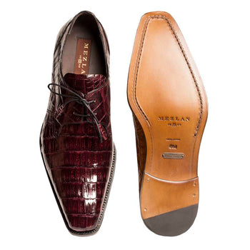 Mens Mezlan Anderson Caiman Crocodile Dress Shoe in Burgundy - Image 2
