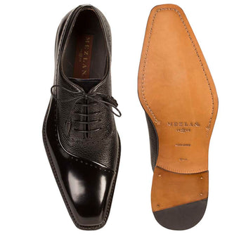 Mens Mezlan Postdam Calfskin Oxford Dress Shoe in Black - Image 2