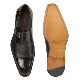 Mens Mezlan Phoenix Monk Strap Deerskin Cap Toe Dress Shoe in Black - LAST CALL 14 - Image 2