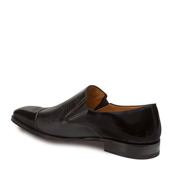 Mens Mezlan Milani Calf & Deerskin Cap Toe Slip on Loafer Dress Shoe in Black - Image 3