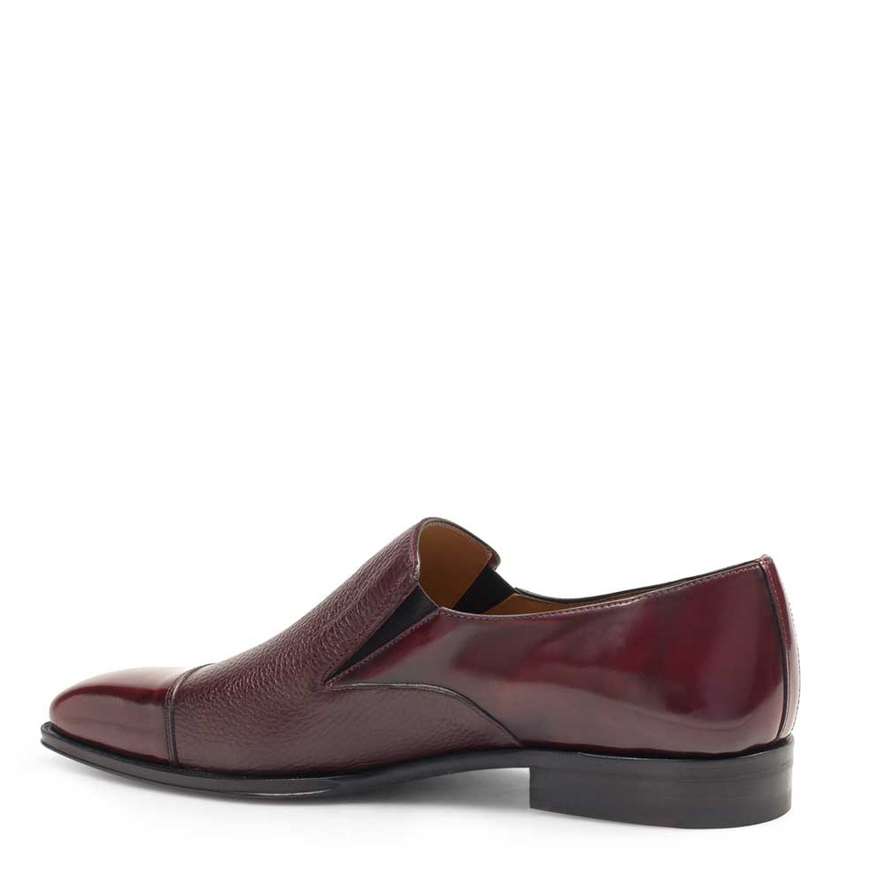 Mens Mezlan Milani Calf & Deerskin Cap Toe Slip on Loafer Dress Shoe in Burgundy - LAST CALL 10,13 - Image 3