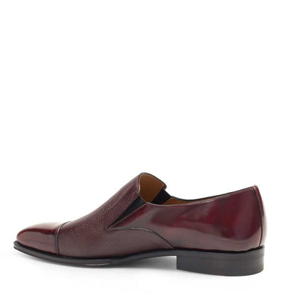 Mens Mezlan Milani Calf & Deerskin Cap Toe Slip on Loafer Dress Shoe in Burgundy - LAST CALL 10,13 - Image 3