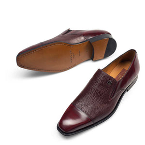 Mens Mezlan Milani Calf & Deerskin Cap Toe Slip on Loafer Dress Shoe in Burgundy - LAST CALL 10,13 - Image 2