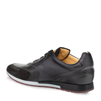 Mens Mezlan Chiron Ostrich & Calf Sneaker in Black - Image 3