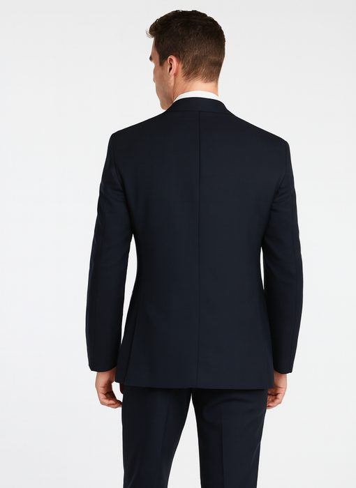 Midnight Navy Blue Wedding Tuxedo With Satin Framed Lapel