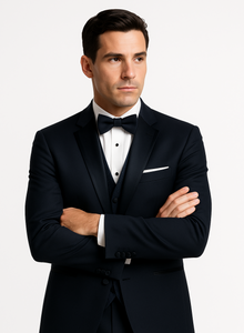 Midnight Navy Blue Wedding Tuxedo With Satin Framed Lapel